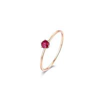Stfery 18K Rose Gold Rings for Women Real Gold Set with 0.16ct Round Ruby Marriage Band Size J 1/2