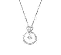 Stfery 18K White Gold Diamond Necklace, Womens Knot of Love Circle Pendant Necklace with Natural Diamonds 0.15ct Real Gold Au750, 40+5cm
