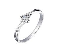 Stfery 18K White Gold Diamond Promise Rings for Women, Elegant Entwined Solitaire Ring Gold Wedding Band with Natural Diamond 0.05ct Au750 Size V 1/2