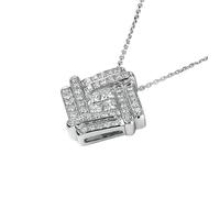 Stfery 18K White Gold Necklace, Sparkling Linear Geometric Pendant with Lab Grown Diamonds 0.6ct, Necklace Real Gold Au750 for Women
