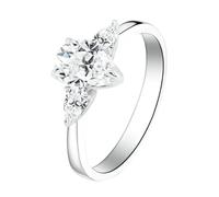 Stfery 18K White Gold Ring for Women, 2ct Moissanite Triple Gemstone Teardrop Engagement Band Ring Real Gold Size I 1/2