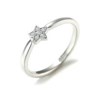 Stfery 18K White Gold Ring Real Gold Personalized, Diamond Star Band Ring for Women Size 7