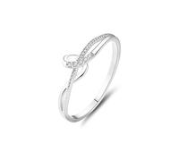 Stfery 18K White Gold Ring Real Gold, Twisted Lines Diamond Ring Personalized for Women Size 8.5