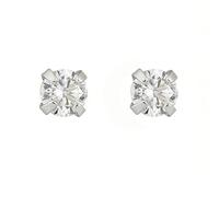 Stfery 18K White Gold Solitaire Stud Earrings for Women, 3MM Round Moissanite Stud Earrings Real Gold AU750