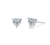 Stfery 18K White Gold Solitaire Stud Earrings for Women, Heart Shape Moissanite Stud Earrings Real Gold AU750