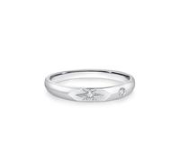 Stfery 18K White Gold Star Diamond Band Ring for Women Real Gold, Promise Ring Personalized Size U 1/2