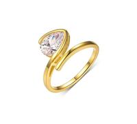 Stfery 18K Yellow Gold Ring Real Gold Personalized, Pear Moissanite Cat tail-shaped Ring for Women Size 10