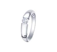 Stfery 9 Karat Gold His and Her Diamond Wedding Bands, Classic Womens Polished Solitaire Ring White Gold Engagement Rings for Couple with Natural Diamonds 0.15ct 9K Size O 1/2