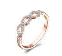 Stfery 9 Karat Rose Gold Ring Real Gold Personalized, Pavé Moissanite Infinity Ring for Women Size 11