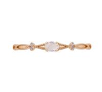 Stfery 9 Karat Rose Gold Ring Thin for Women, Infinity Band Moonstone Promise Ring Real Gold Au375 Size V 1/2