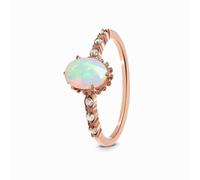Stfery 9 Karat Rose GoldStfery 18K Rose Gold Promise Ring Real Gold, Vintage Opal Moissanite Ring Personalized for Women Size 11