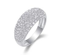 Stfery 9 Karat White Gold Pave Statement Ring Real Gold, Curved Moissanite Band Ring Personalized for Women Size 8
