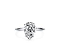 Stfery 9 Karat White Gold Pear Halo Ring for Her, 2ct Solitaire Moissanite Wedding Ring Real Gold Personalized Size P 1/2