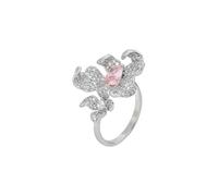 Stfery 9 Karat White Gold Ring for Women, Luxury Lab Created Pink Sapphire Wedding Ring Real Gold Au375 Size H 1/2