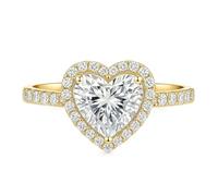 Stfery 9 Karat Yellow Gold Pavé Heart Ring Real Gold, Moissanite Statement Ring Personalized for Women Size 11