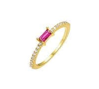 Stfery 9 Karat Yellow Gold Rectangular Pavé Stacking Ring for Women, Tourmaline Promise Band Ring Real Gold Size J 1/2