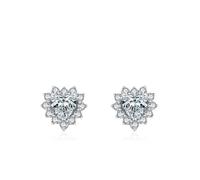 Stfery 9 Kt White Gold Statement Earrings for Women, Heart Moissanite Stud Earrings Real Gold AU375