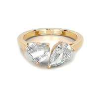 Stfery 9K/14K/18K Gold Duo Stone Ring with Heart Pear Moissanite for Women
