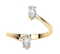 Stfery 9K/14K/18K Gold Duo Stone Ring with Marquise Moissanite for Women