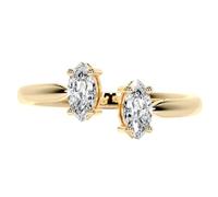 Stfery 9K/14K/18K White Gold Duo Stone Ring with Marquise Moissanite