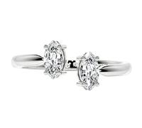 Stfery 9K/14K/18K White Gold Duo Stone Ring with Marquise Moissanite
