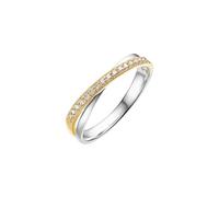 Stfery 9K Gold Diamond Promise Rings for Women, Classic Bicolore Pave Crossover Ring Real Gold Engagement Ring with Natural Diamonds 0.13ct Au375 Size U 1/2