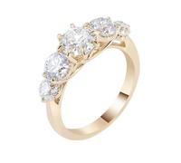 Stfery 9K Gold Five Gemstone Ring for Women, Moissanite Promise Ring Real Gold Size N 1/2