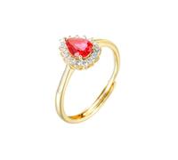 Stfery 9K Gold Pear Halo Cluster Anniversary Ring Real for Women, Luxury Created Ruby Ring Gold Au375 Size M 1/2