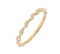 Stfery 9K Gold Ring Thin for Women, 1.8MM Wave Diamond Stacking Ring Real Gold Au375 Size J 1/2
