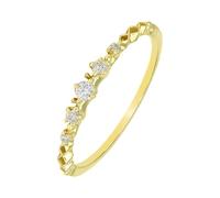 Stfery 9K Gold Stackable Ring Real Thin for Women, Dainty Five Diamond Ring Promise Gold Au375 Size M 1/2