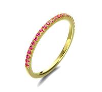 Stfery 9K Gold Stackable Ring Real Thin for Women, Dainty Half Eternity Ruby Ring Wedding Gold Au375 Size U 1/2