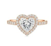 Stfery 9K Rose Gold Pavé Heart Ring Real Gold, Moissanite Statement Ring Personalized for Women Size 9