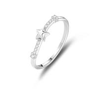 Stfery 9K White Gold Ring Real Gold Women, Diamond Star Stacking Ring Personalized Size 10.5