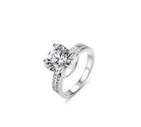 Stfery 9K White Gold Wedding Ring Real Gold Women, 4 Prongs Round 3ct Moissanite Ring Personalized Size 10.5