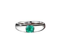 Stfery 9K White Gold Wedding Rings in Created Emerald, Classic Polished Solitaire Ring for Her, Engagement Ring with 1ct Oval Lab Grown Emerald Gold Au375 Size S 1/2