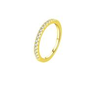 Stfery 9K Yellow Gold Band Ring Real Gold, Half Eternity Moissanite Marriage Ring for Women Size S 1/2