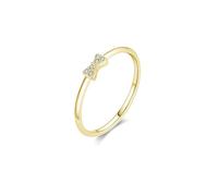 Stfery 9K Yellow Gold Promise Ring for Women, Bow Moissanite Band Ring Real Gold Size O 1/2