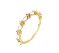 Stfery 9K Yellow Gold Ring Real Gold, Moissanite Half Eternity Marriage Band Ring for Women Size S 1/2