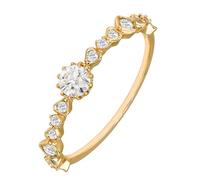 Stfery 9K Yellow Gold Ring Thin for Women, Half Eternity Moissanite Engagement Ring Real Gold Au375 Size L 1/2