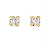 Stfery 9K Yellow Gold Solitaire Stud Earrings for Women, 3MM Round Moissanite Stud Earrings Real Gold AU375