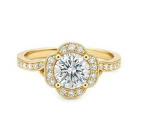 Stfery 9K Yellow GoldStfery Statement Ring 18K Gold Real Gold, Moissanite Flower Ring Personalized for Women Size 7