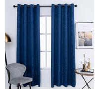 Stfery Bedroom Curtains Blackout Royal Blue, Velvet Jacquard Curtain Thermal Insulated Grommet for Living Room Set of 2, 52W x 72L Inch x 1 Panel