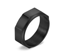 Stfery Black Octagonal Stainless Steel Spinner Ring for Men Size V 1/2