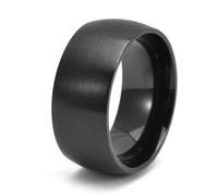 Stfery Black Stainless Steel Brushed Curved Band Ring for Men Size T 1/2