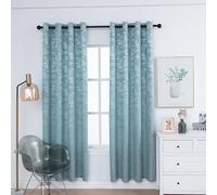 Stfery Blackout Curtains Panels Light Blue, Velvet Jacquard Curtain Thermal Insulated Grommet Bedroom Window Set of 2, 52W x 72L Inch x 1 Panel