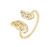 Stfery Butterfly Open Ring 9K yellow Gold Real Gold, Womens Marriage Band Ring Size S 1/2
