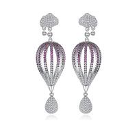 Stfery Dangle Drop Earrings, Christmas Earrings For Women Hot Air Balloon with CZ Copper for Valentine's Day