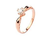 Stfery Diamond Engagement Rings 9 Karat Rose Gold, Classic Crown Solitaire Ring for Her, Wedding Band with Round Natural Diamond 0.3ct Real Gold 9K Size P 1/2