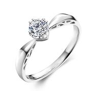Stfery Diamond Engagement Rings Platinum, Classic Crown Solitaire Ring for Her, Wedding Band with Round Natural Diamond 0.3ct Real Gold Size N 1/2