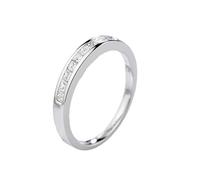 Stfery Diamond Wedding Bands 18 Karat White Gold, Classic Womens Half Eternity Ring Real Gold Couple Rings for Him and Her with Princess Natural Diamonds 18K Size O 1/2